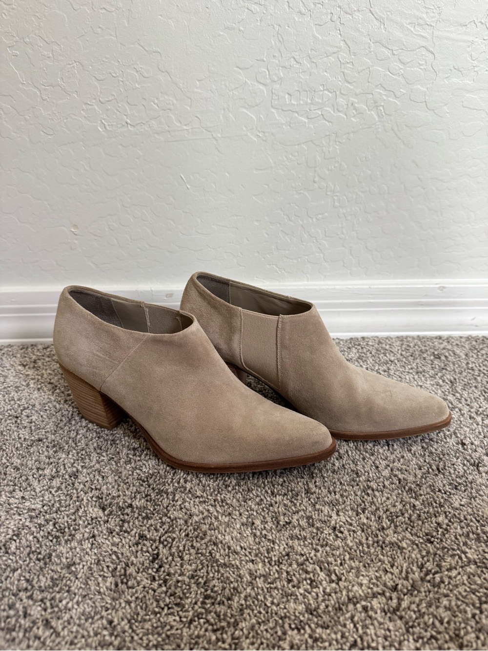 Vince Camuto Taupe Suede Ankle Booties